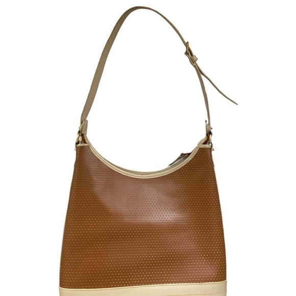 Dooney & Bourke Cabrio Tan Cream Perforated Leather Shoulder Bag - Picture 3 of 10